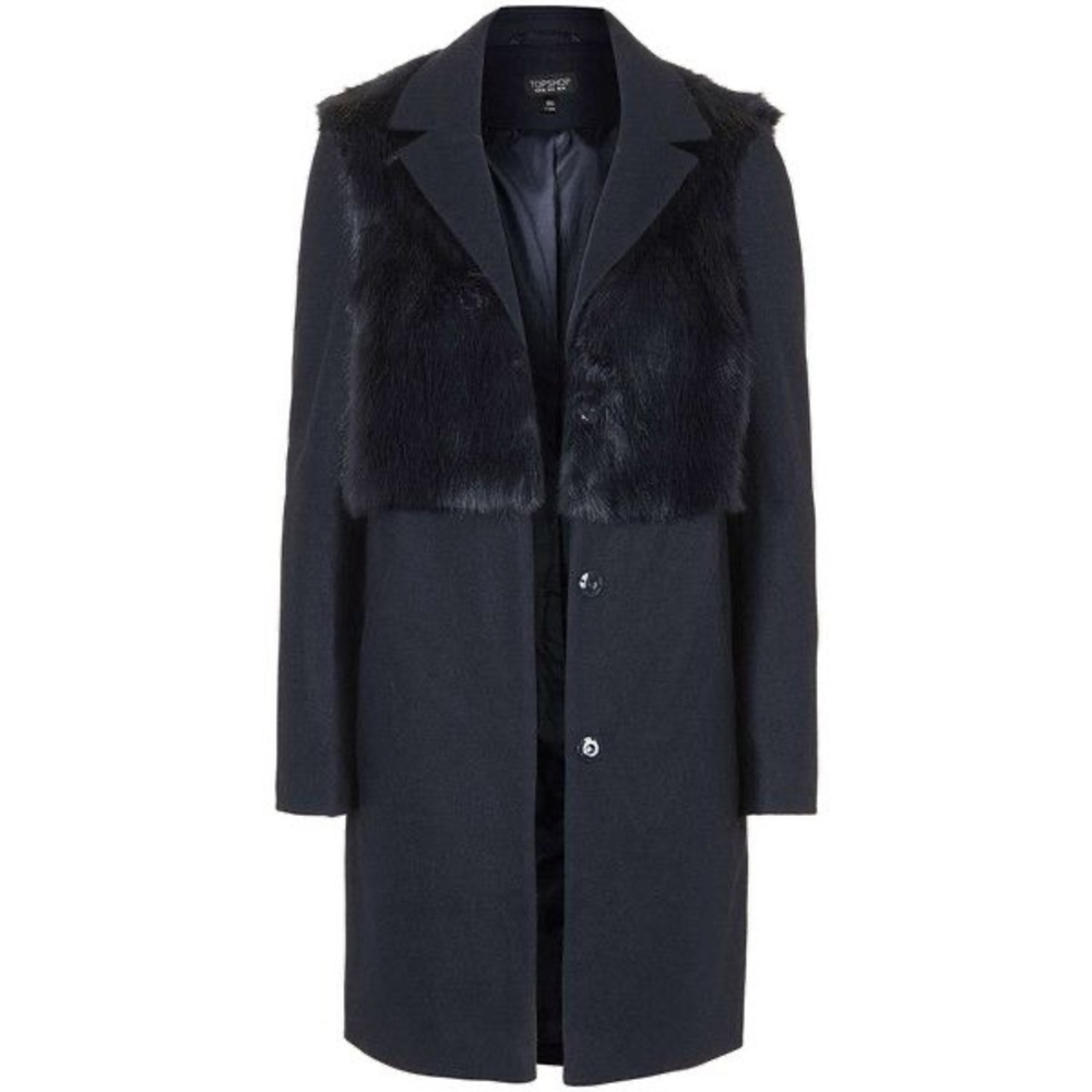 Navy Faux Fur Coat